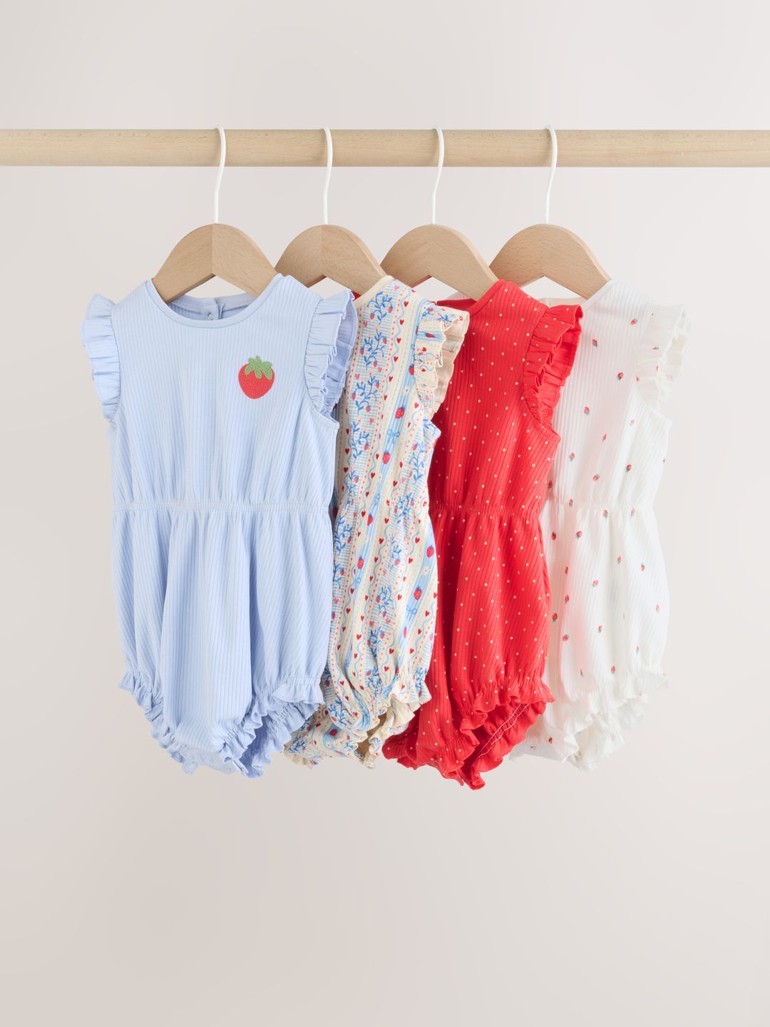 NEXT Infants Pack of 4 Cotton Rompers