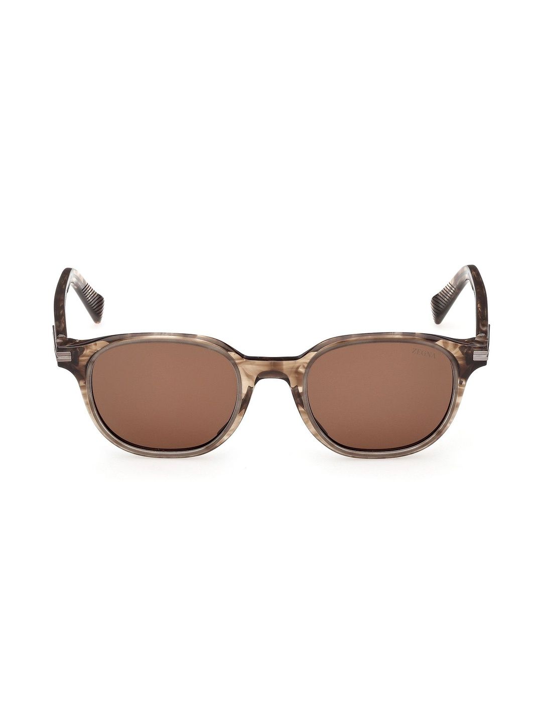 Ermenegildo Zegna Men Brown Lens & Brown Round Sunglasses EZ0285 50 50E-image-23
