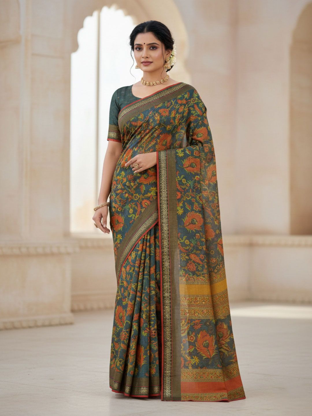 Silakaari Floral Pure Georgette Saree-picture-30