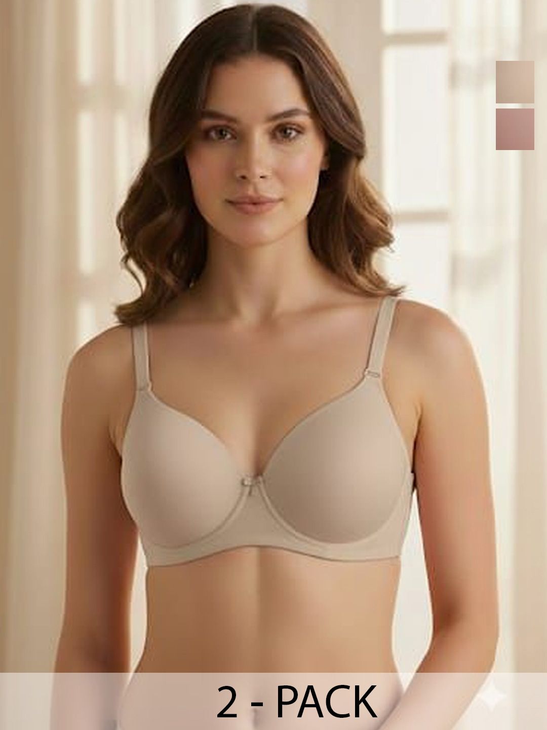 FUNAHME Pack Of 2 Full Coverage Lightly Padded Bras