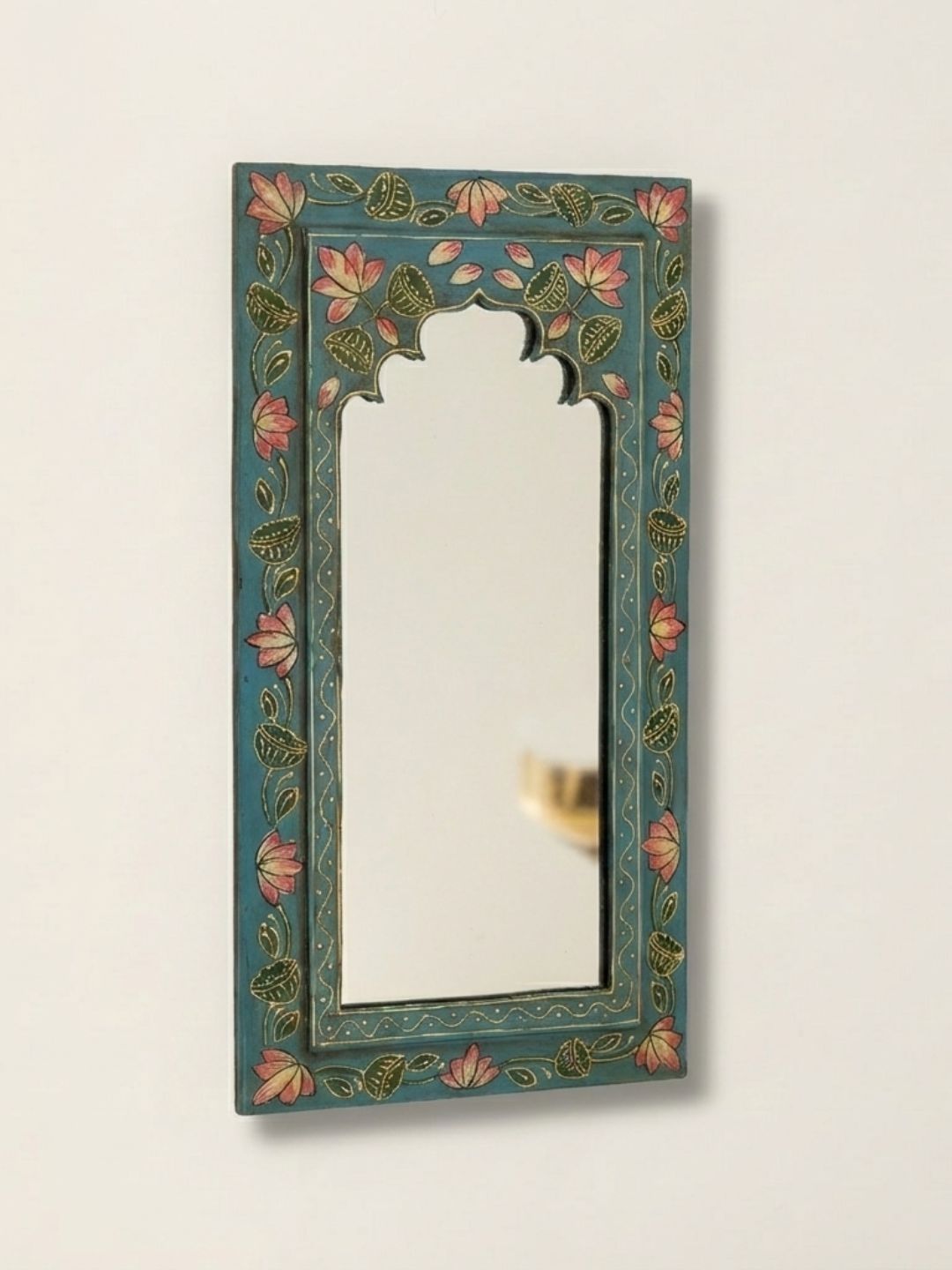 Atrangi Studio Blue Handpainted Wooden Mirror-picture-13