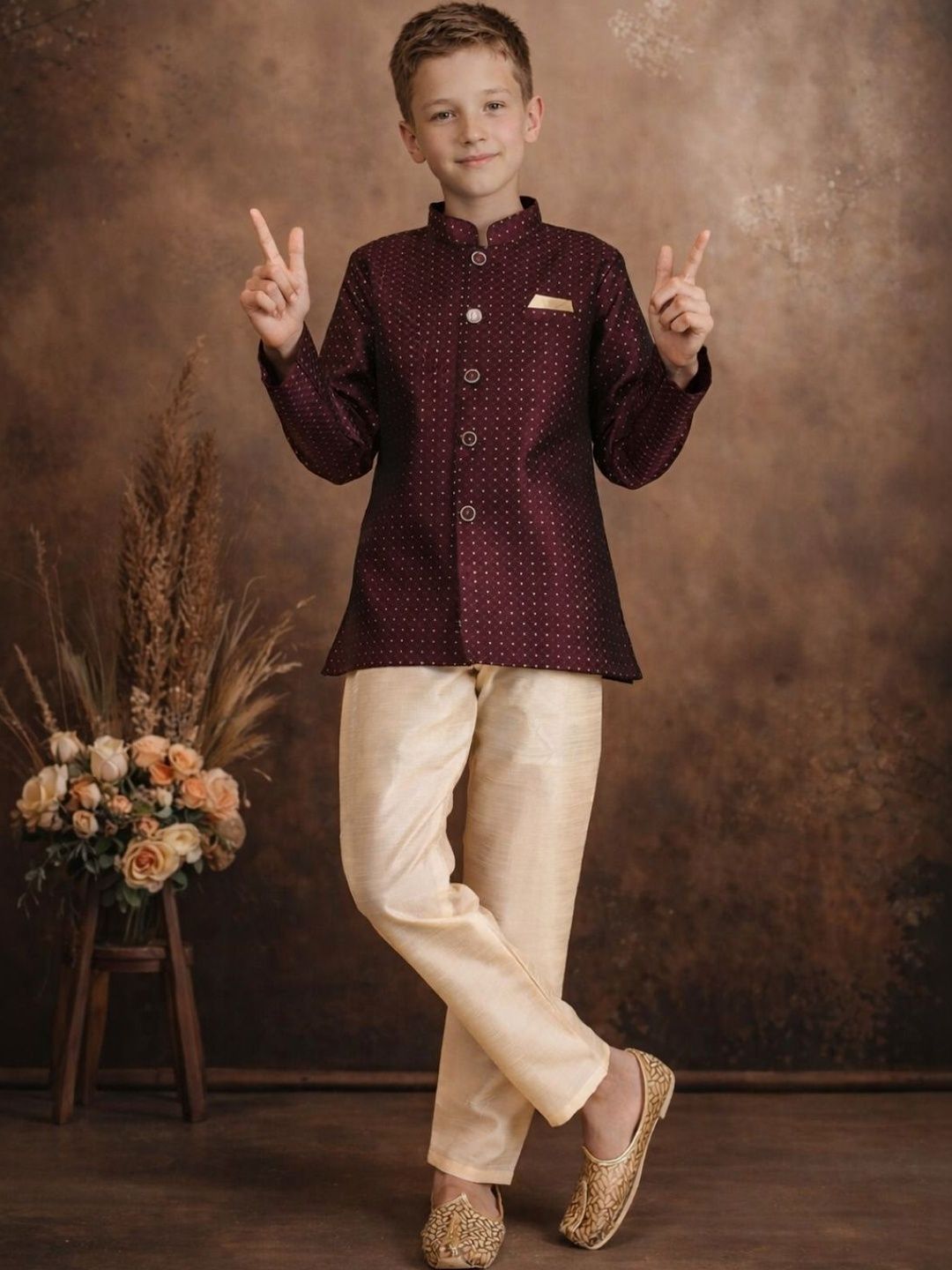 BAESD Brocade Mandarin Collar Sherwani-picture-22