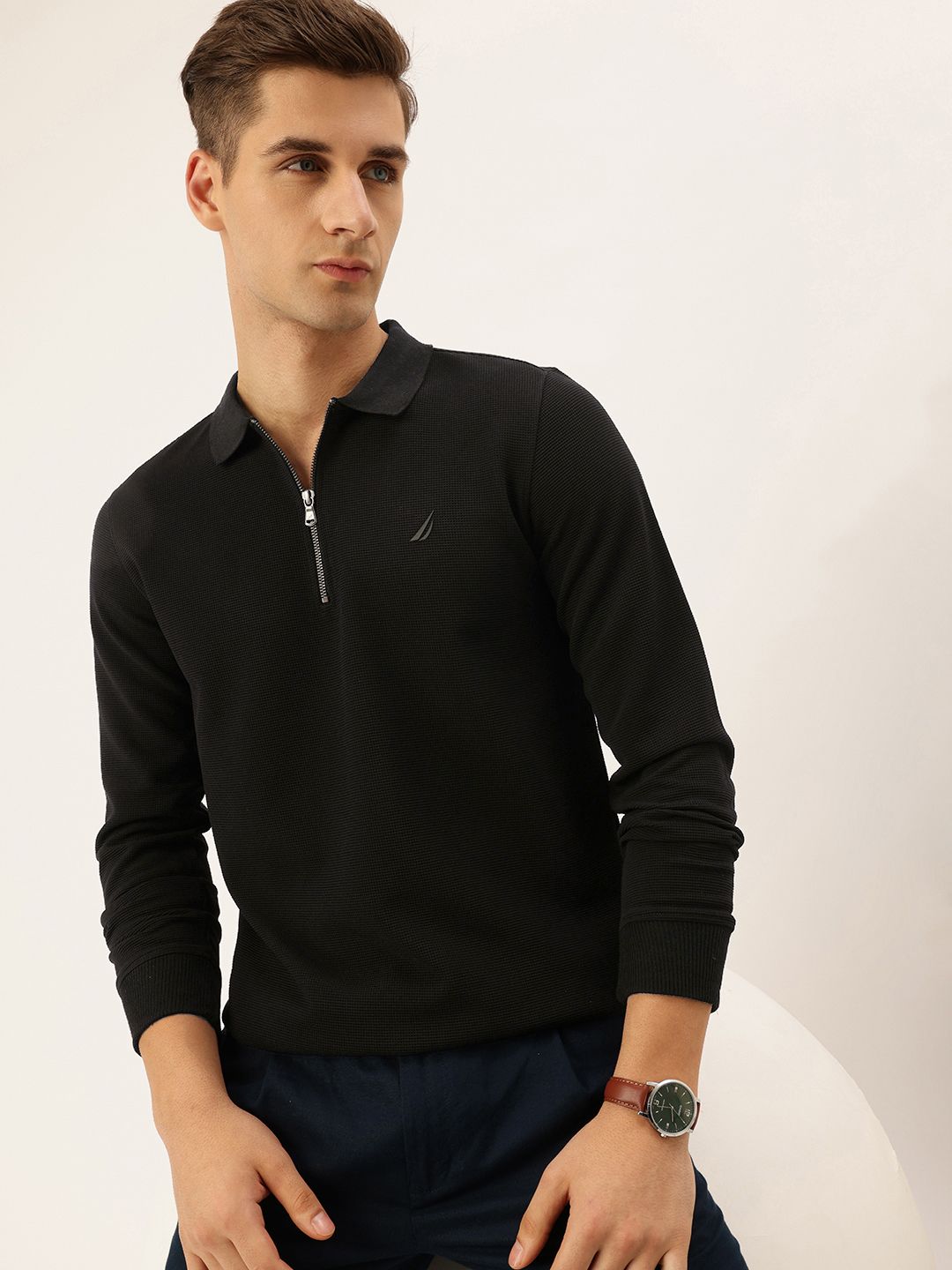 Nautica Self Design Polo Collar T-shirt