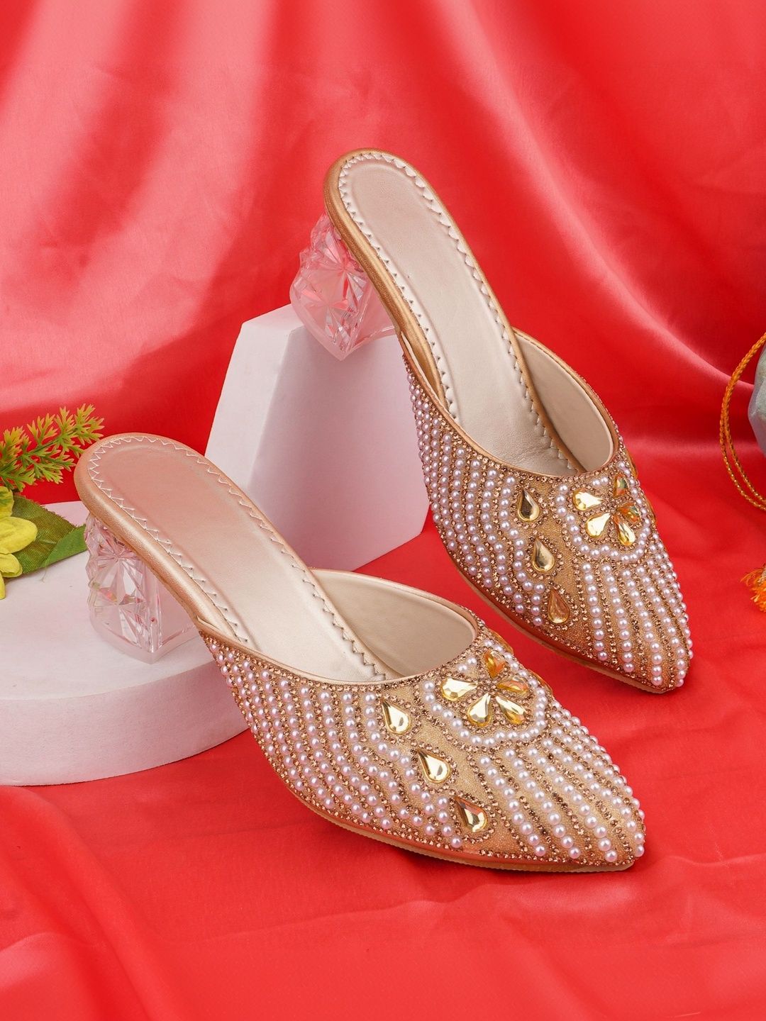 GaurLax Mart Embellished Party Block Mules-picture-36