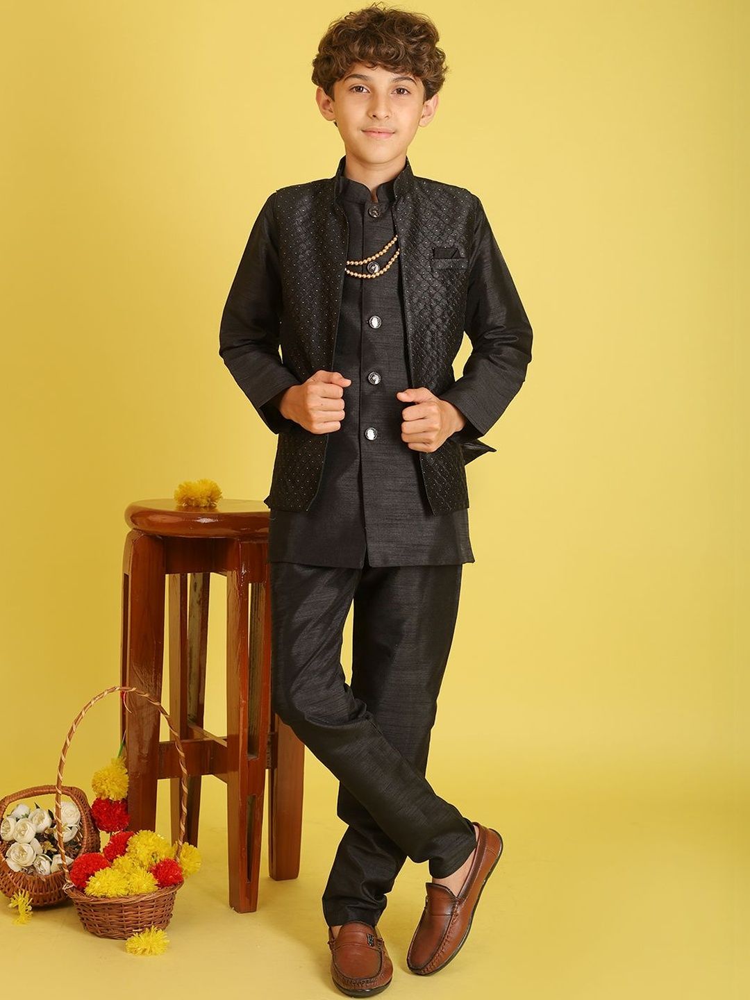 BAESD Brocade Mandarin Collar Sherwani-picture-28