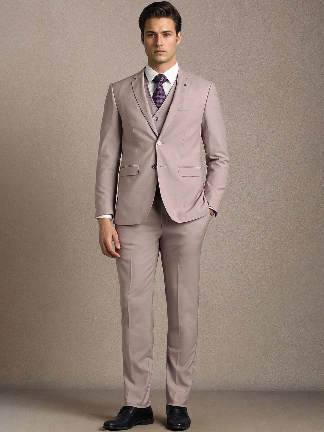 Louis Philippe Slim-Fit Single-Breasted Three-Piece Suit-picture-10