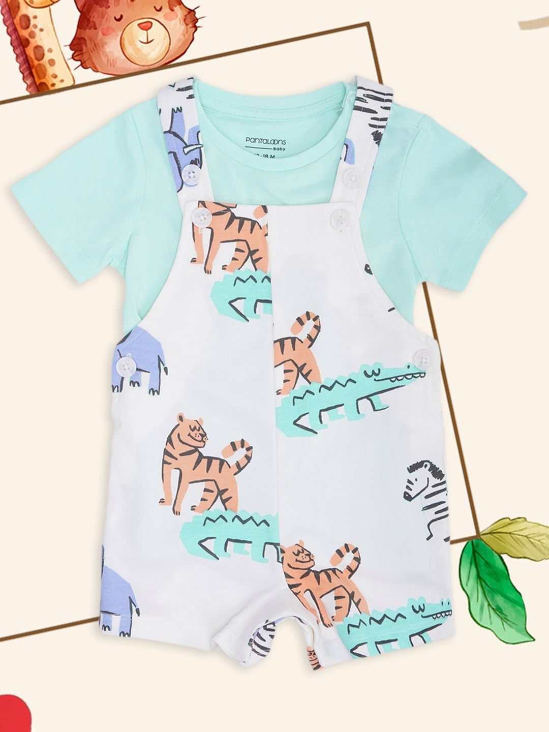 Pantaloons Baby Infants Boys Animal Straight Leg Short Dungarees-picture-27