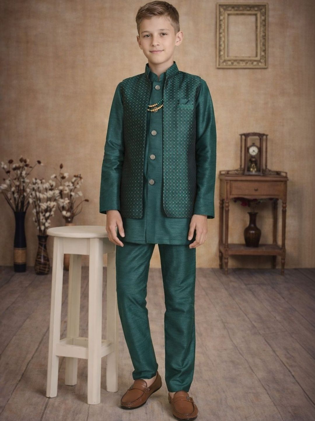 BAESD Brocade Mandarin Collar Sherwani-picture-32