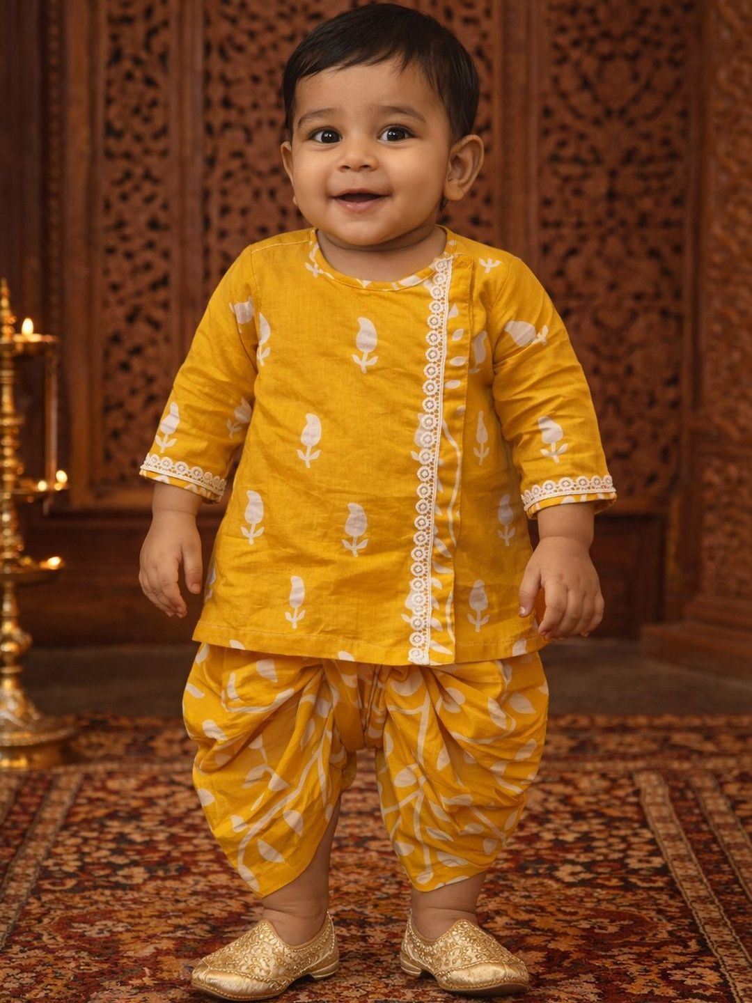 pspeaches Boys Ethnic Motifs Printed Regular Pure Cotton Kurta with Dhoti Pants-picture-25