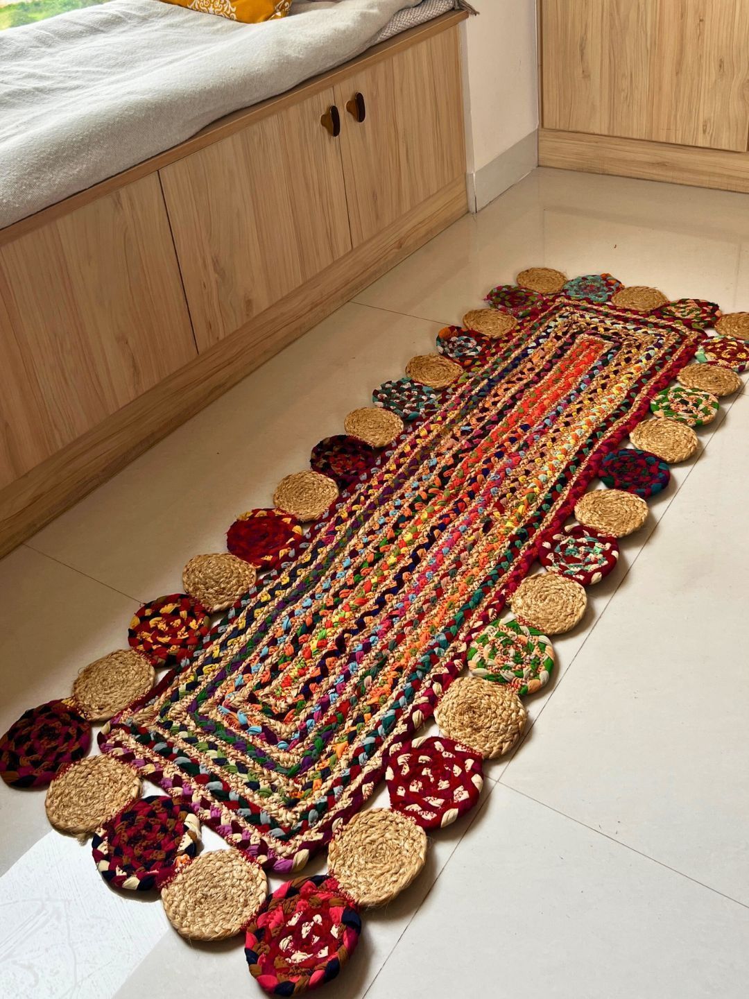 Atrangi Studio Red & Blue Self Design Weave Rug-picture-16