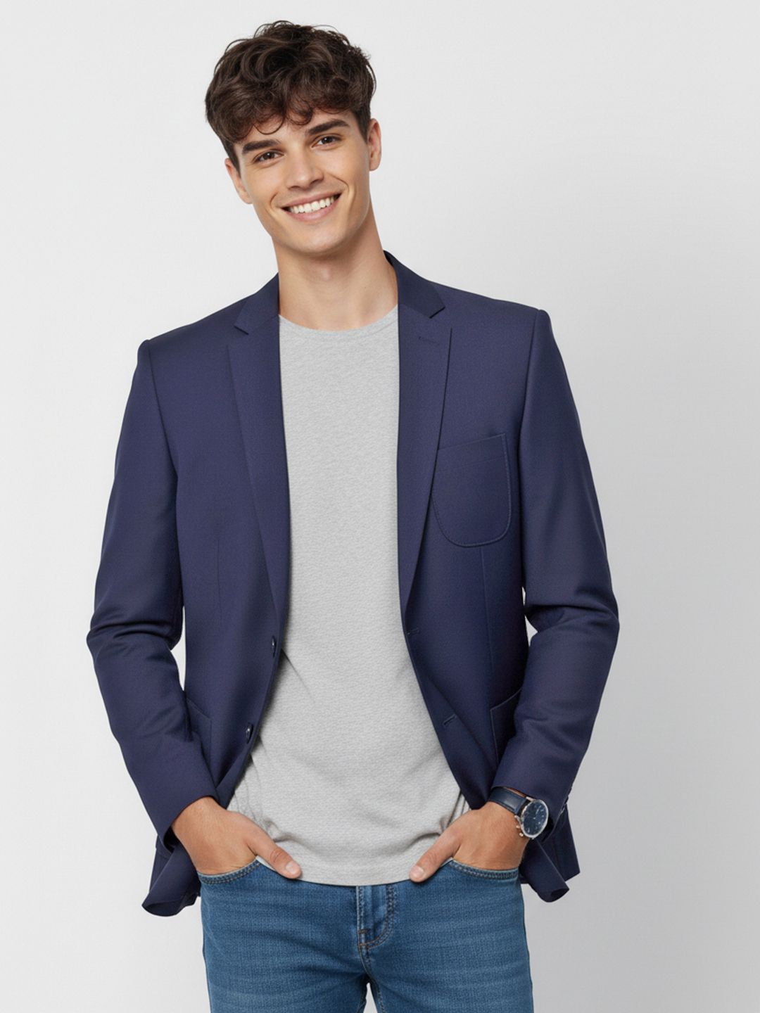 Mast & Harbour Notched Lapel Collar Single-Breasted Blazer with Chest Pocket-picture-19