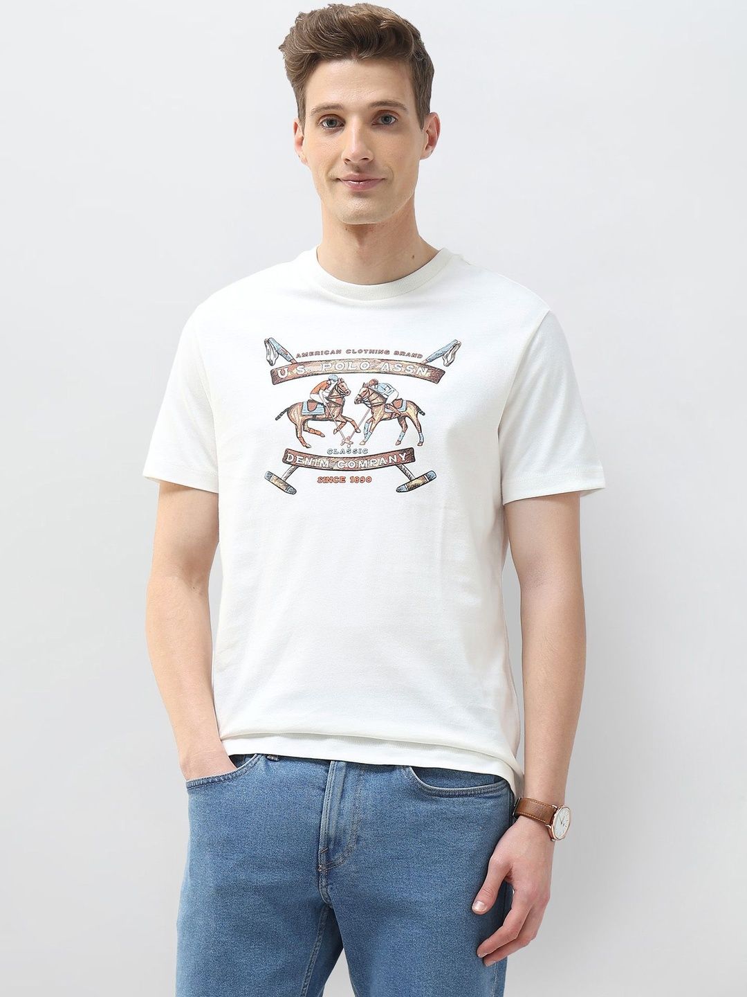 u.s. polo assn. denim co. U.S. Polo Assn. Denim Co.Heritage Graphic Brand Printed Pure Cotton T-Shirt-picture-10