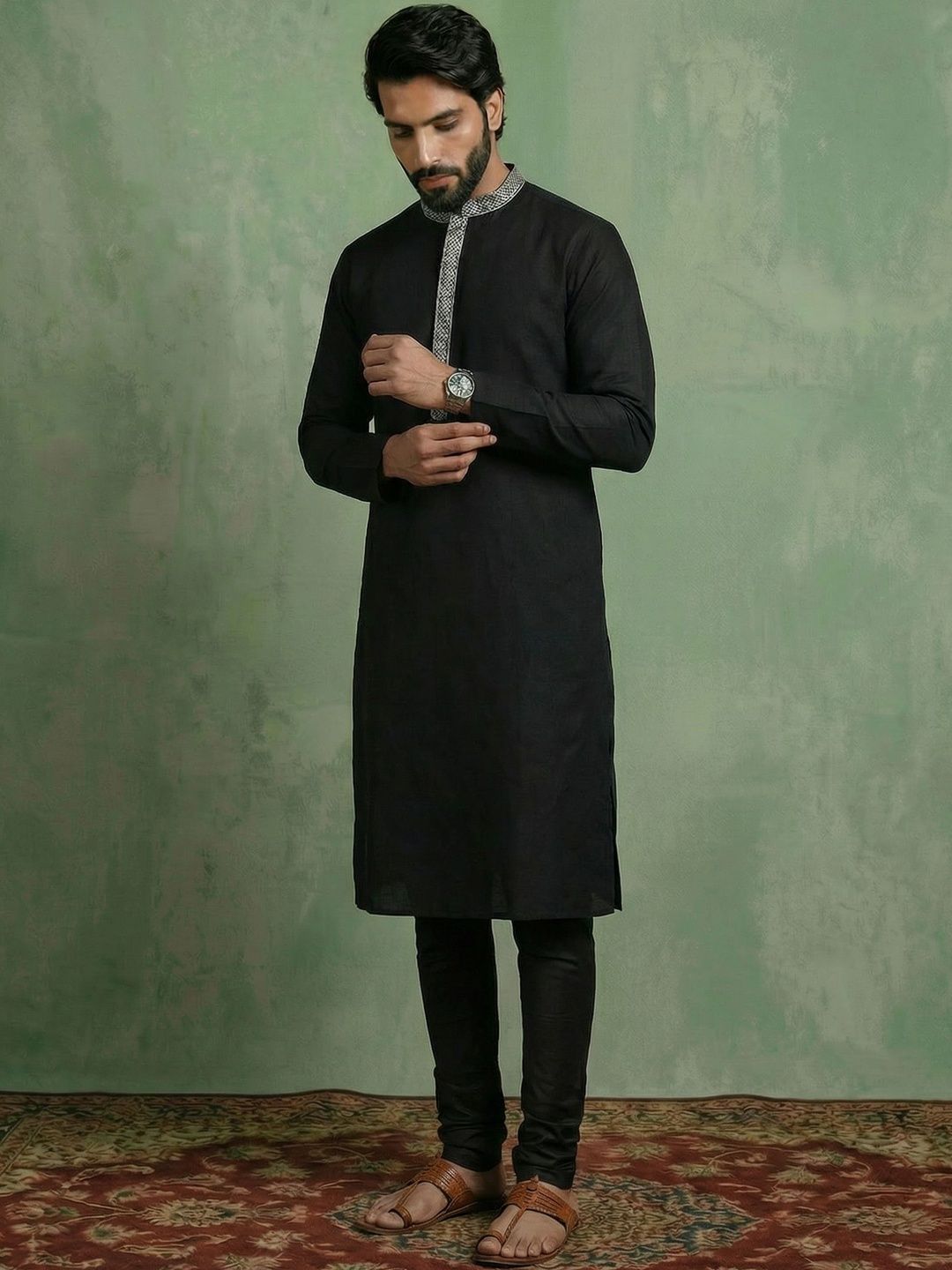 KISAH Men Regular Thread Work Kurta with Pyjamas-picture-25