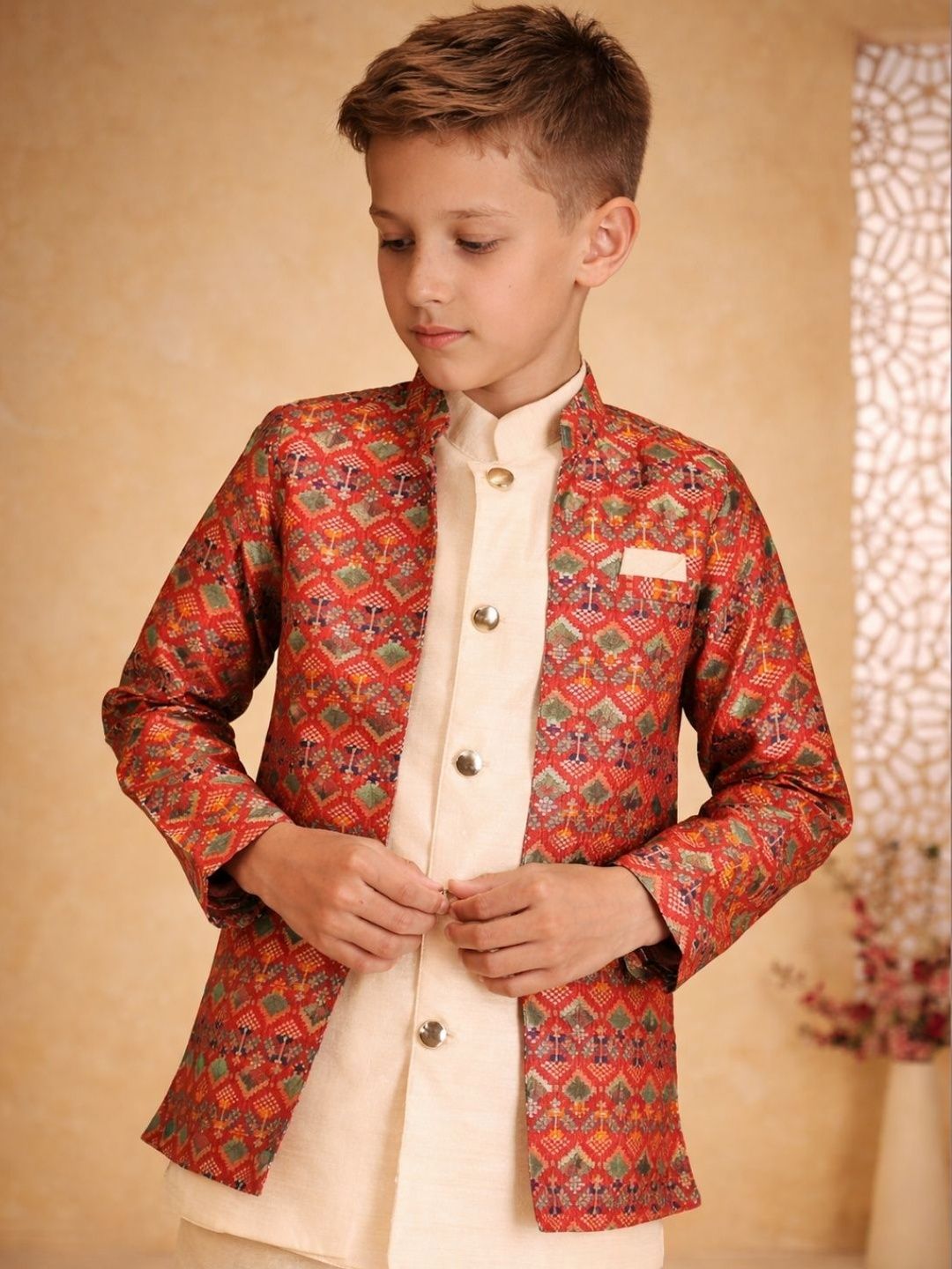 BAESD Brocade Mandarin Collar Sherwani-picture-30