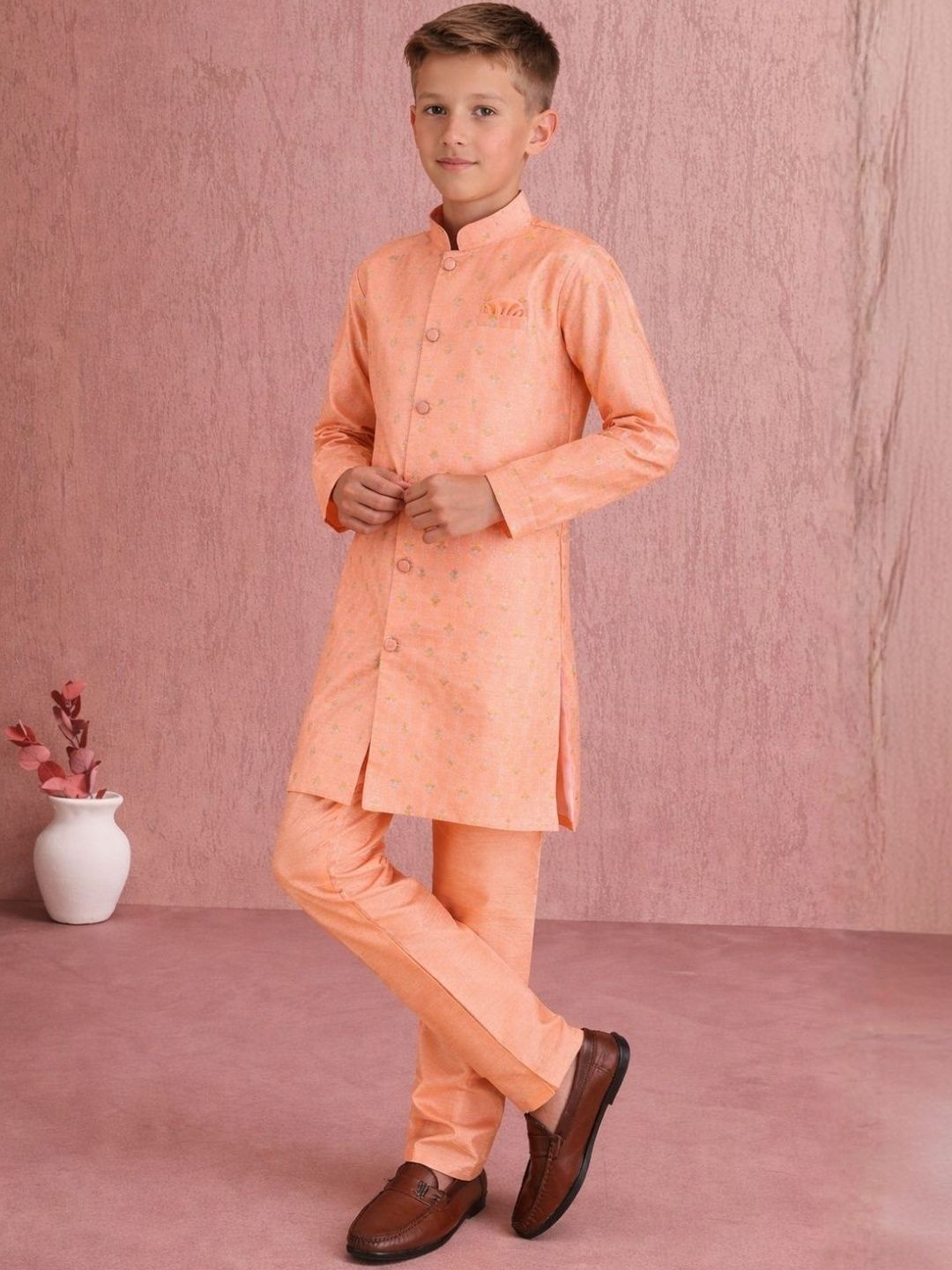 BAESD Brocade Mandarin Collar Sherwani-picture-10