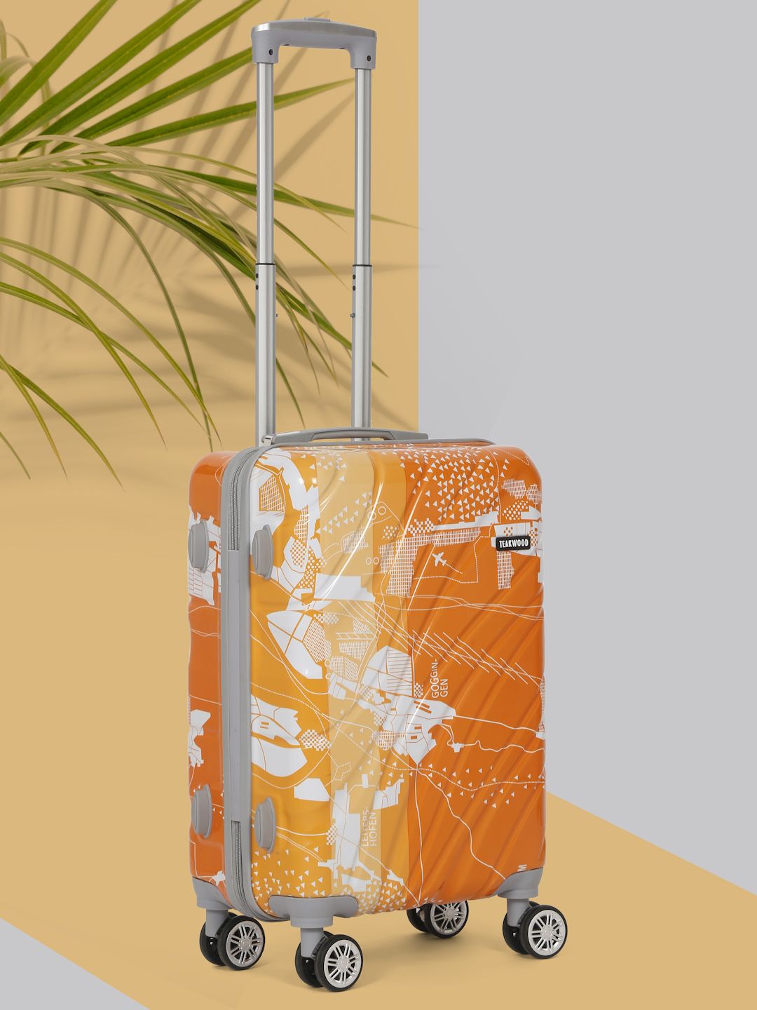 Teakwood Leathers Printed Hard Cabin Suitcase Trolley Bag- 38L-image-3