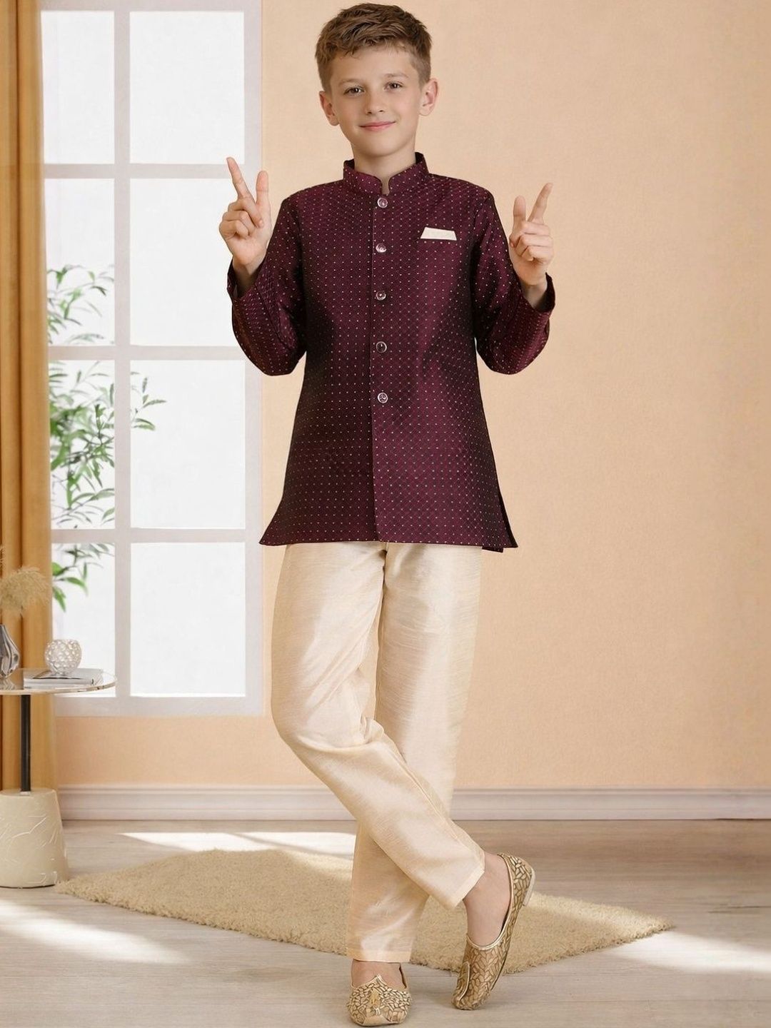 BAESD Brocade Mandarin Collar Sherwani-picture-36