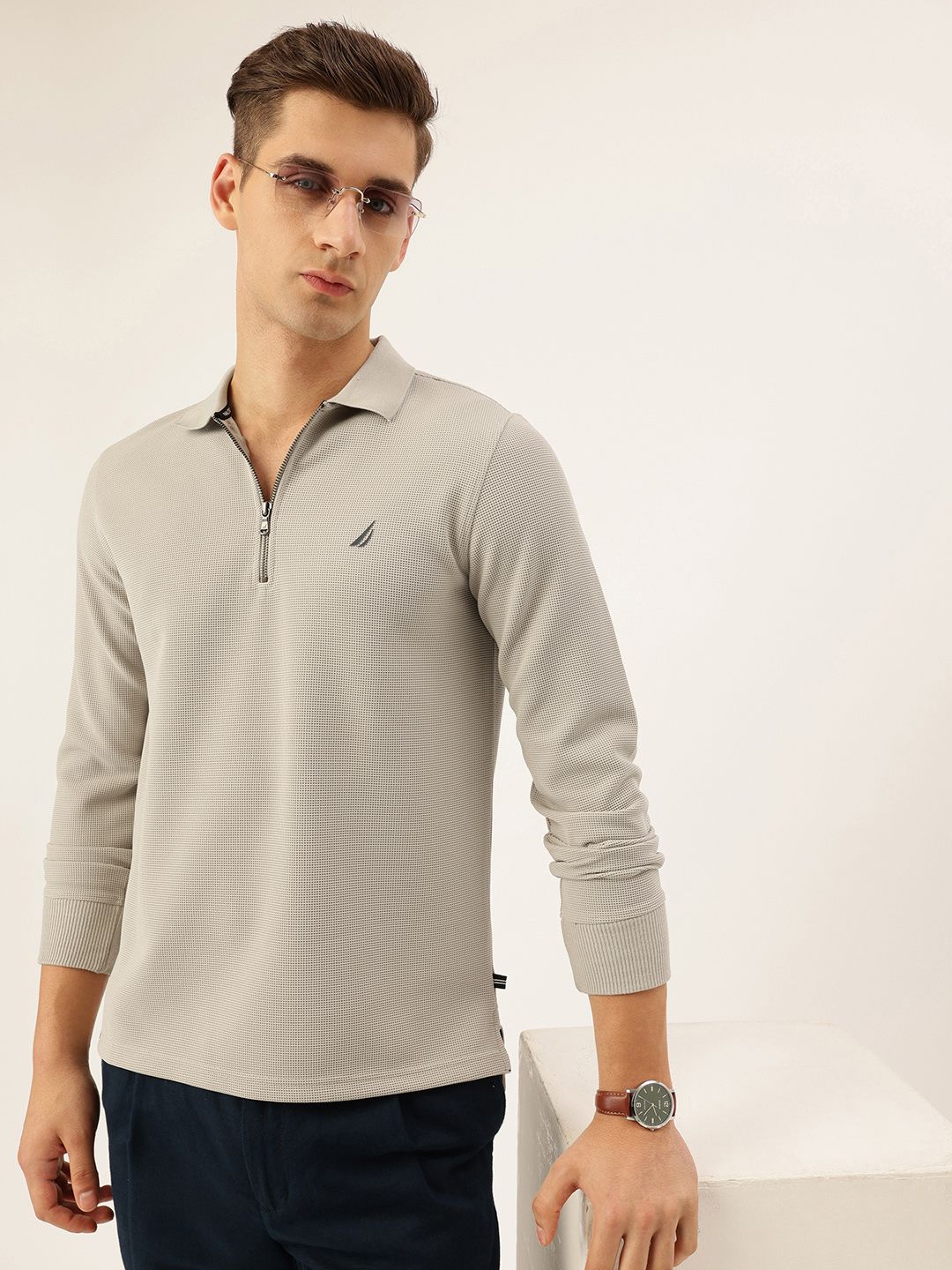 Nautica Self Design Polo Collar T-shirt