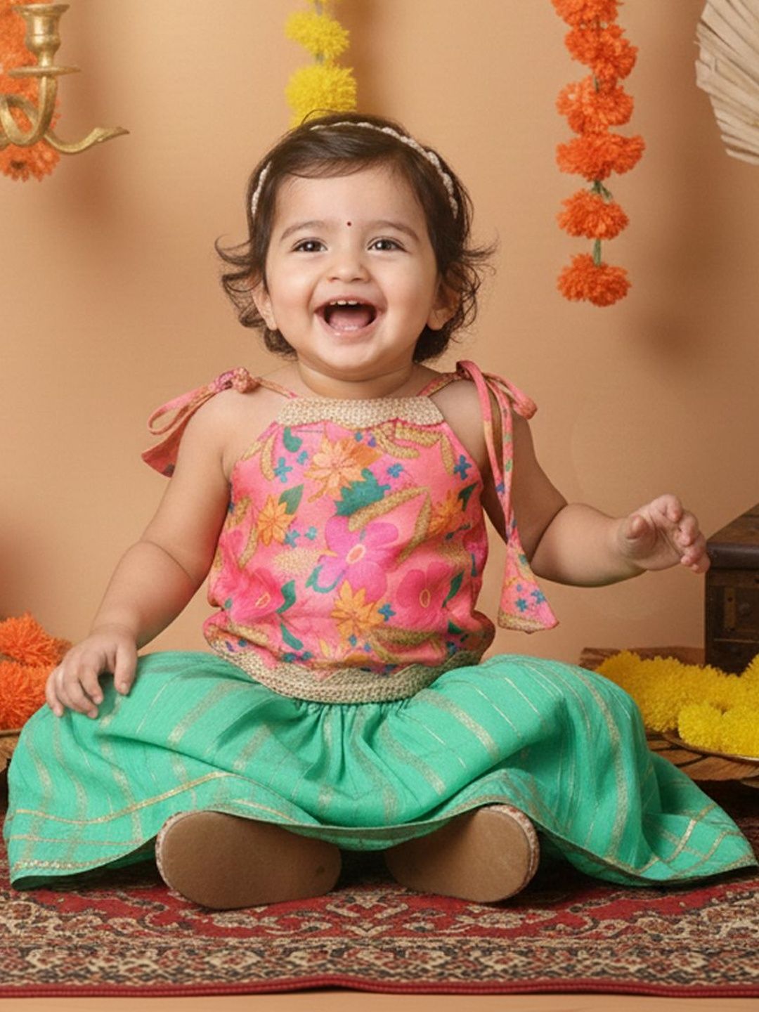 Sangria Printed Cotton Square Neck Flared Lehenga Choli-picture-23