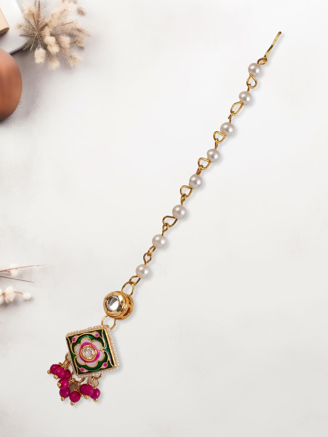 Daizy Stone-Studded & Beaded Stainless Steel Maang Tika-picture-19