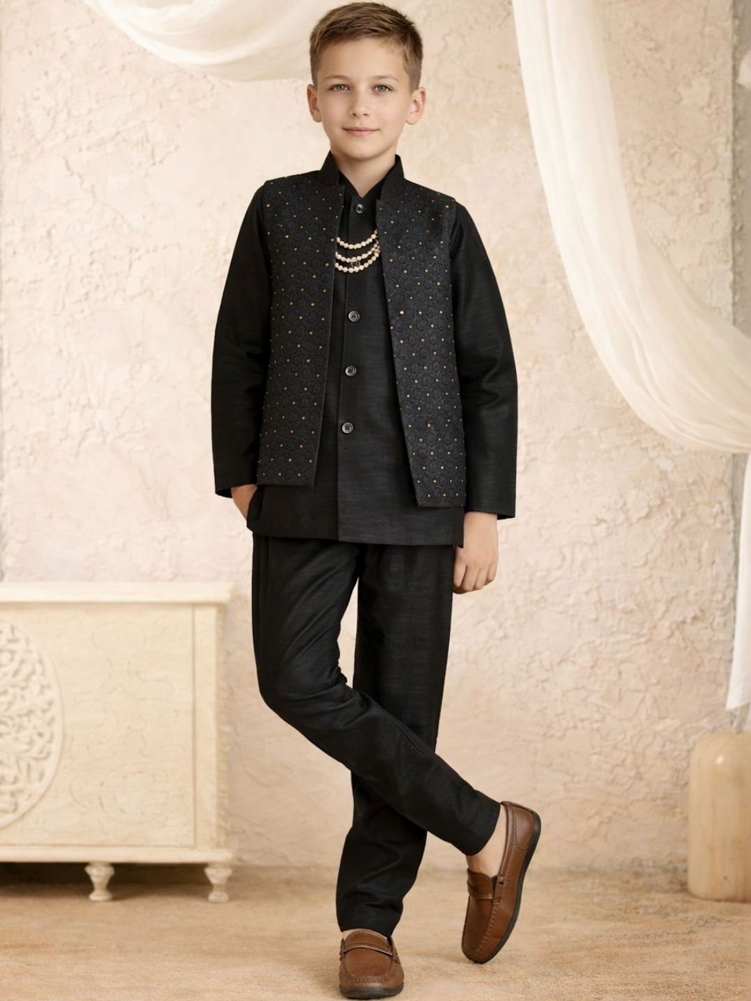 BAESD Brocade Mandarin Collar Sherwani-picture-45
