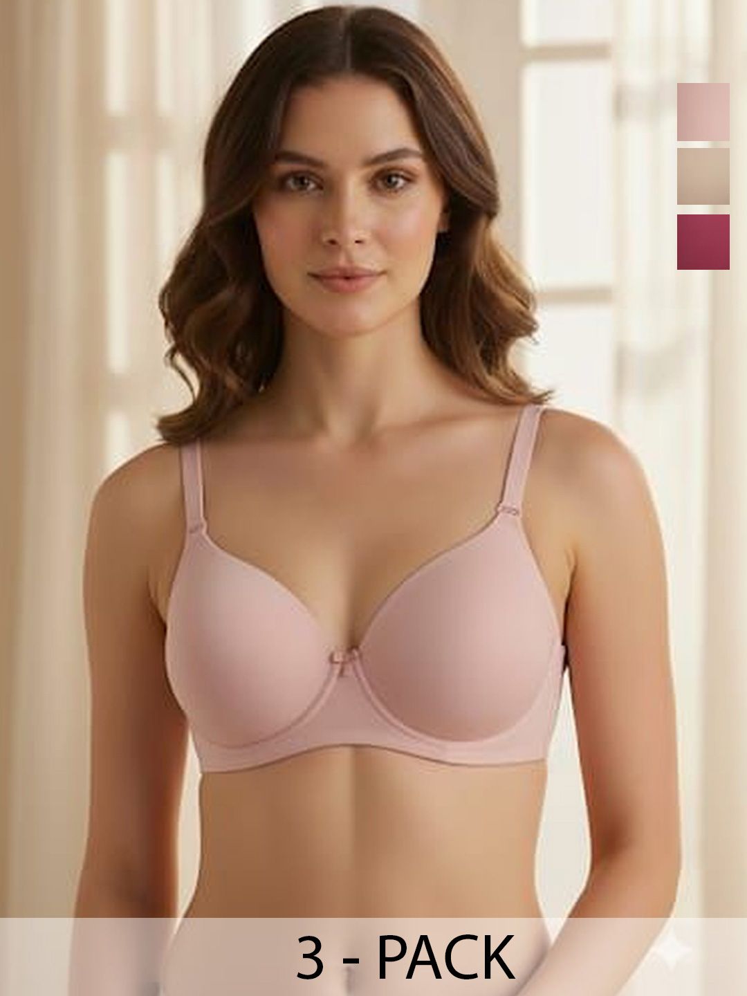 FUNAHME Pack Of 3 Full Coverage Lightly Padded Bras-picture-17
