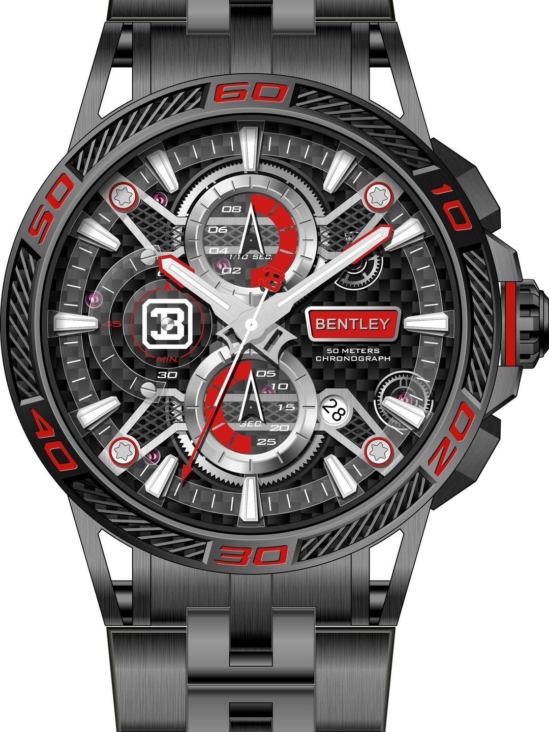 BENTLEY Men Dial & Stainless Steel Bracelet Style Straps Analogue Chronograph Watch BL-40-27-image-24