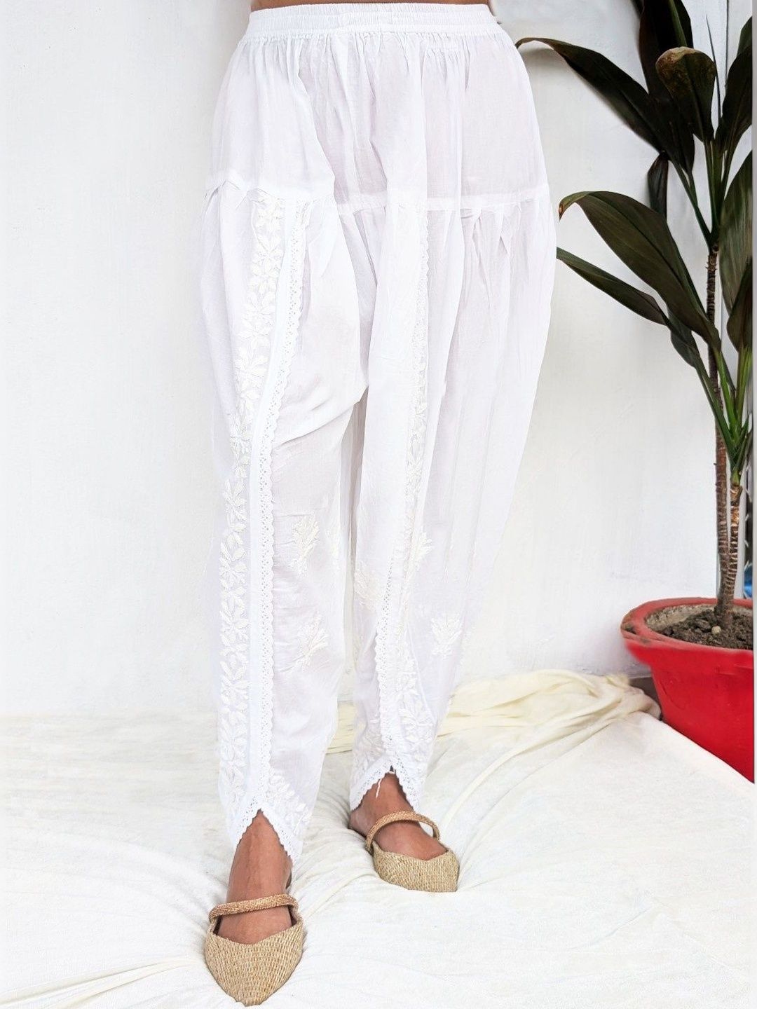 Undyed Women Floral Embroidered Ethnic Palazzos-picture-49