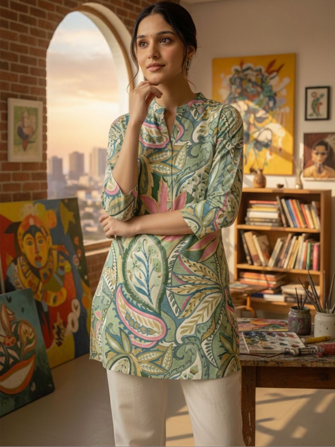 Anouk Mirage Botanical Printed Pure Cotton Kurti-image-31