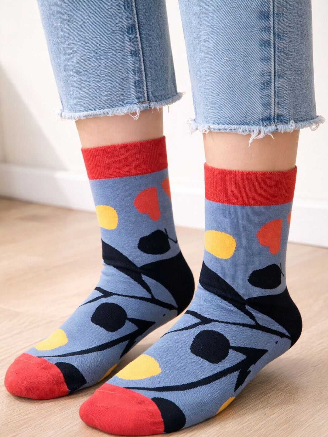 ZEVORA Men Cotton Blend Patterned Calf Length Socks-image-44