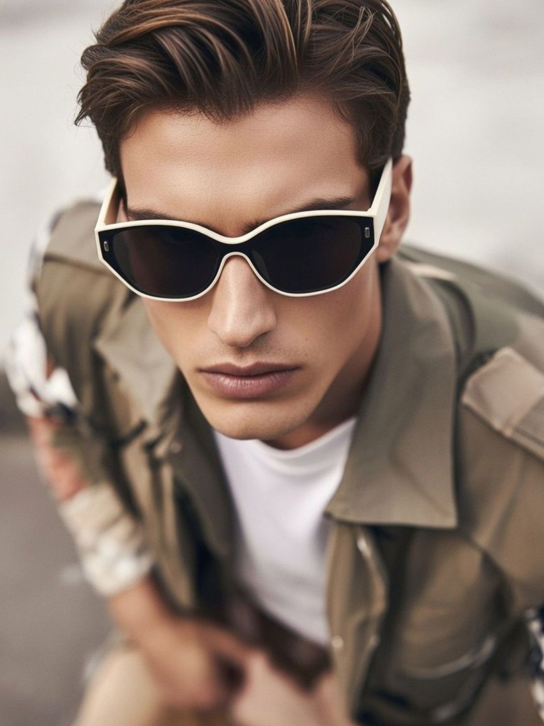 GYNK Men Black Lens & White Cateye Sunglasses with-picture-22