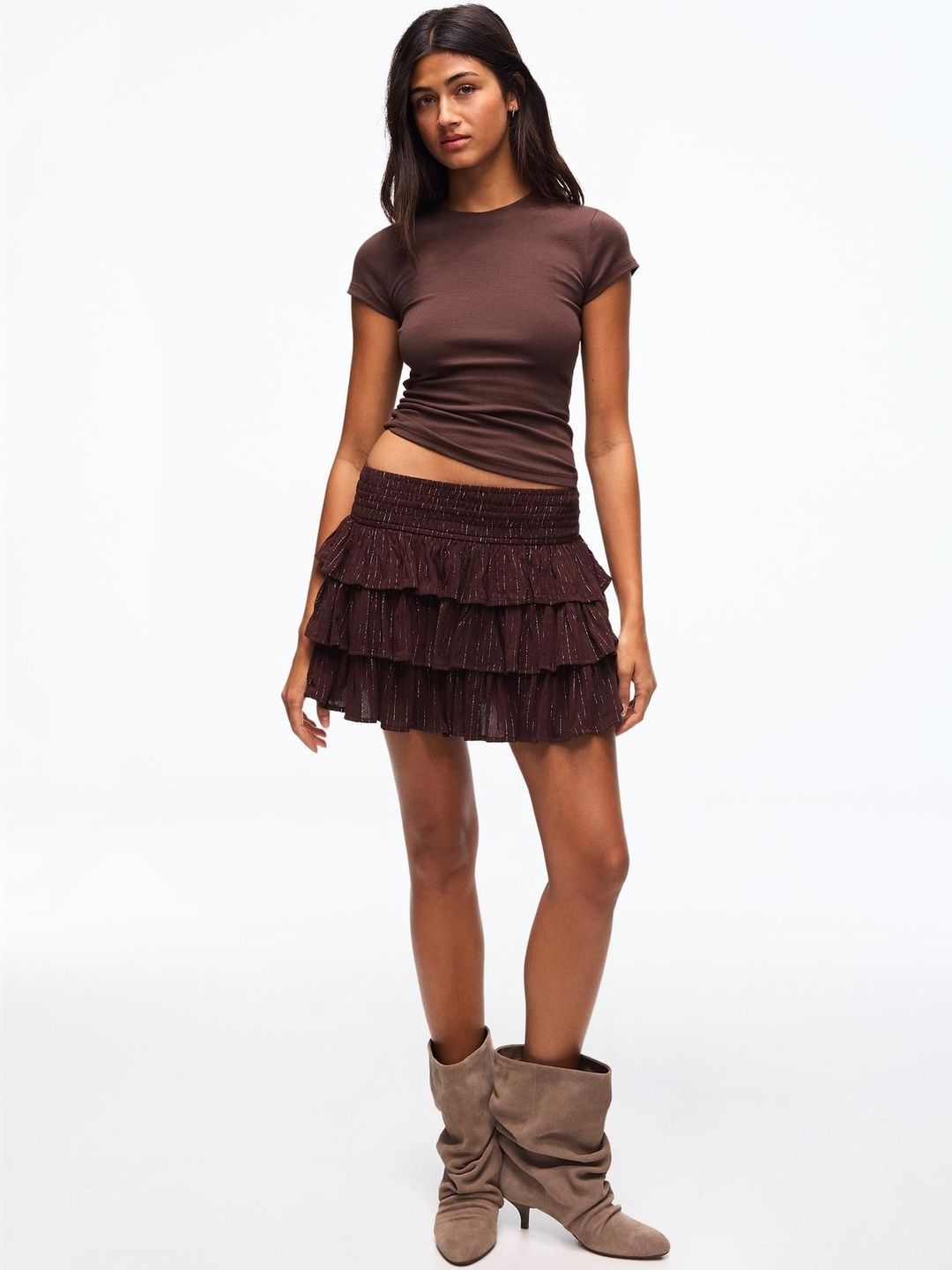 Bershka Shimmery ruffle mini skirt-picture-41