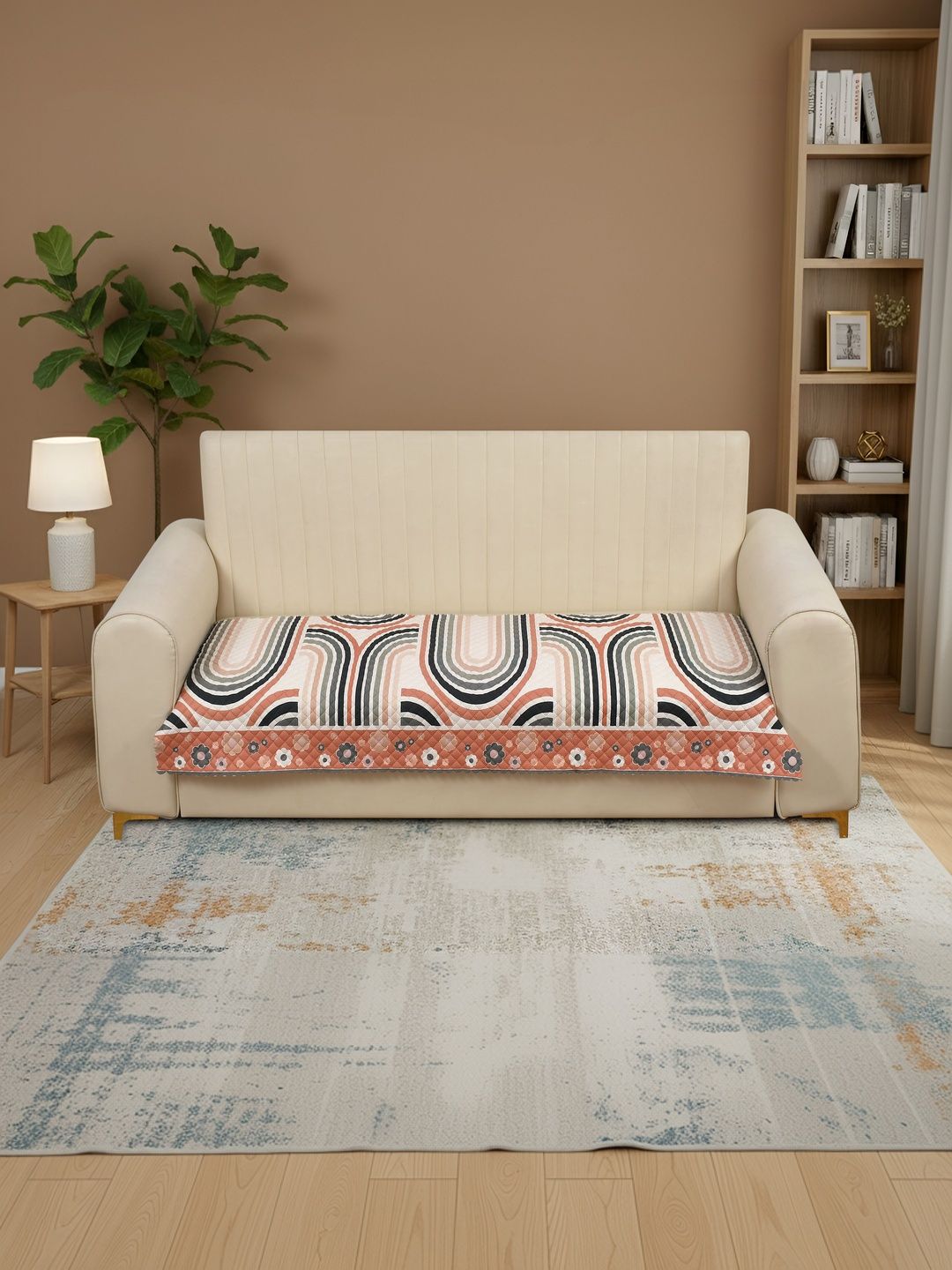 DFH Multicoloured & Multicoloured Printed 1 Piece Sofa Cover Without Arms-picture-43