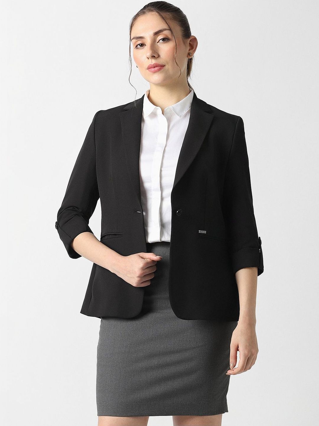 Van Heusen Woman Notched Lapel Collared Single Breasted Blazer-picture-52
