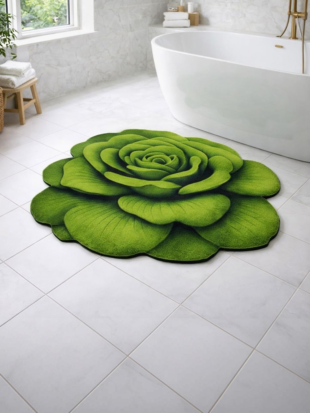 LUXEHOME INTERNATIONAL Green Printed 110 GSM Anti-Skid Bath Rugs-image-25