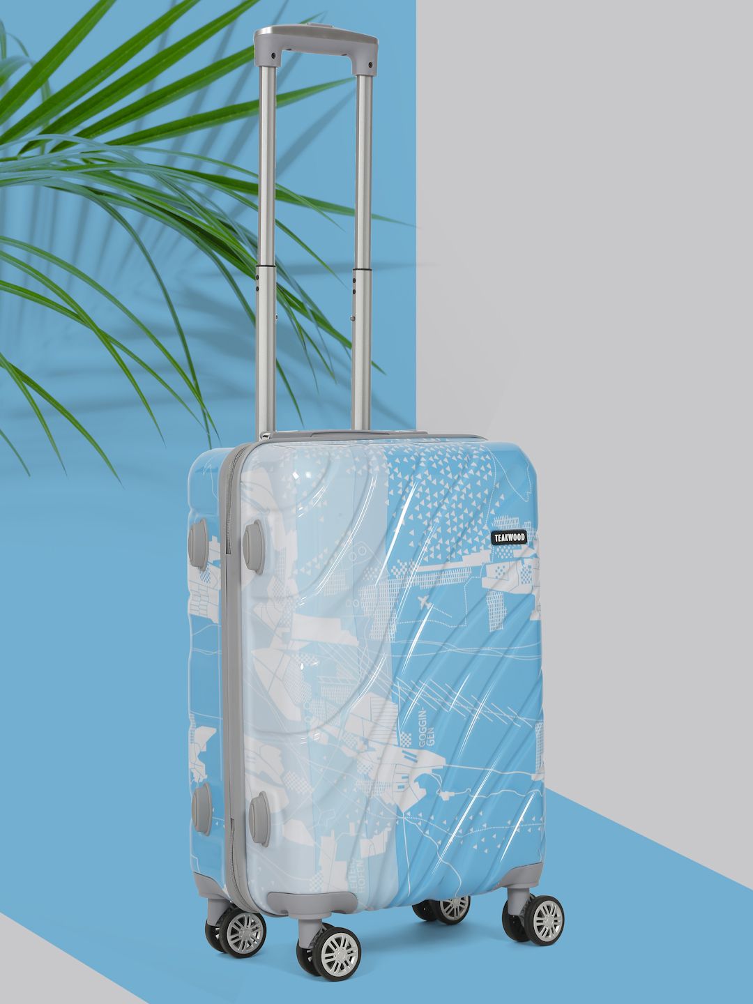 Teakwood Leathers Printed Hard Cabin Suitcase Trolley Bag- 38L-image-4
