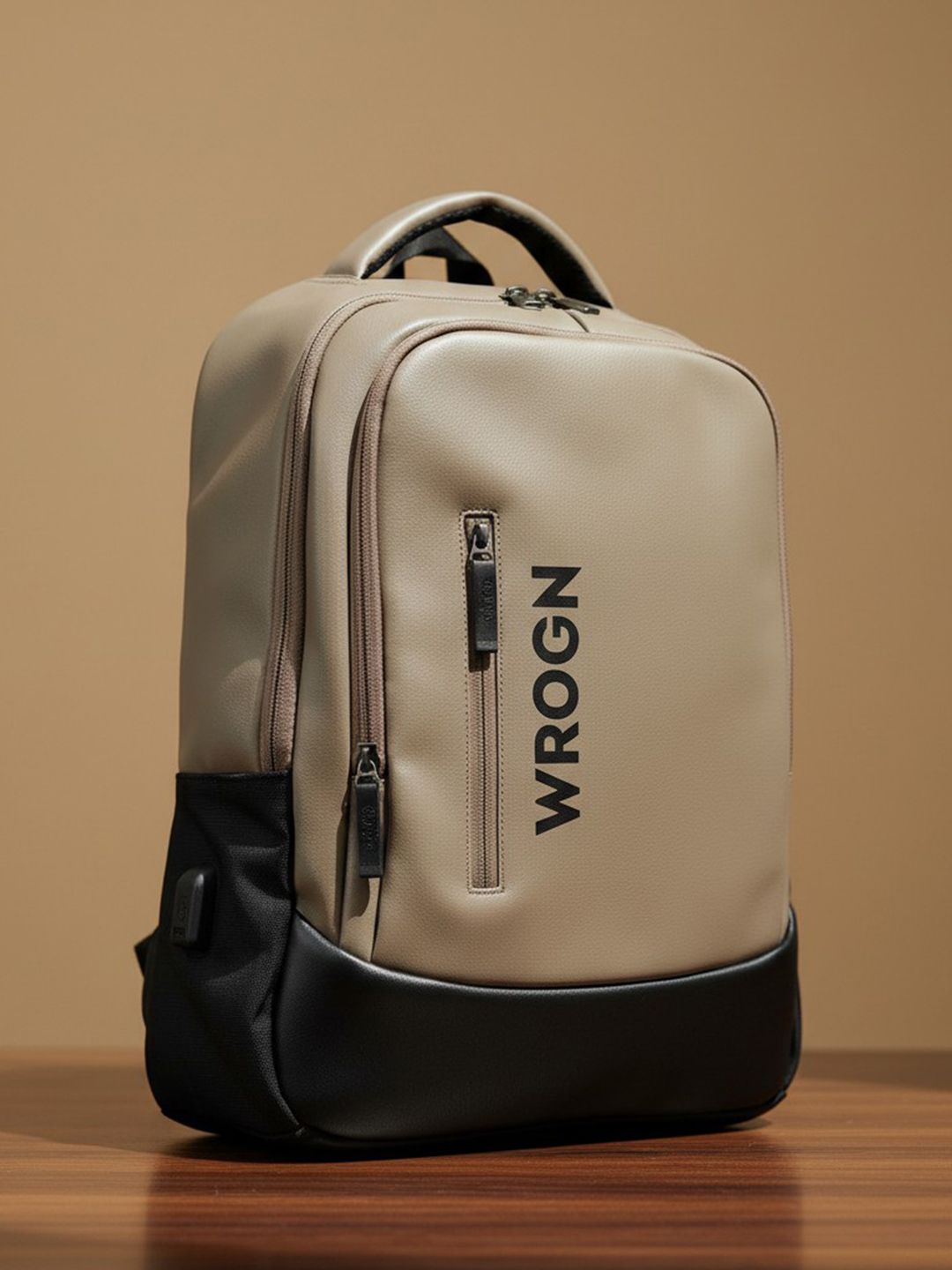 WROGN Unisex Brand Logo Backpack with USB Charging Port