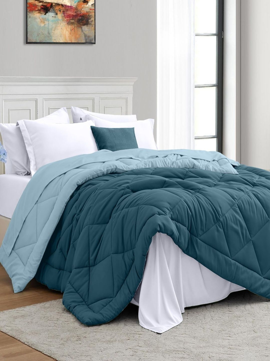 Sangria Blue Reversible 150 GSM AC Room Comforter 96 In x 86 In-image-19