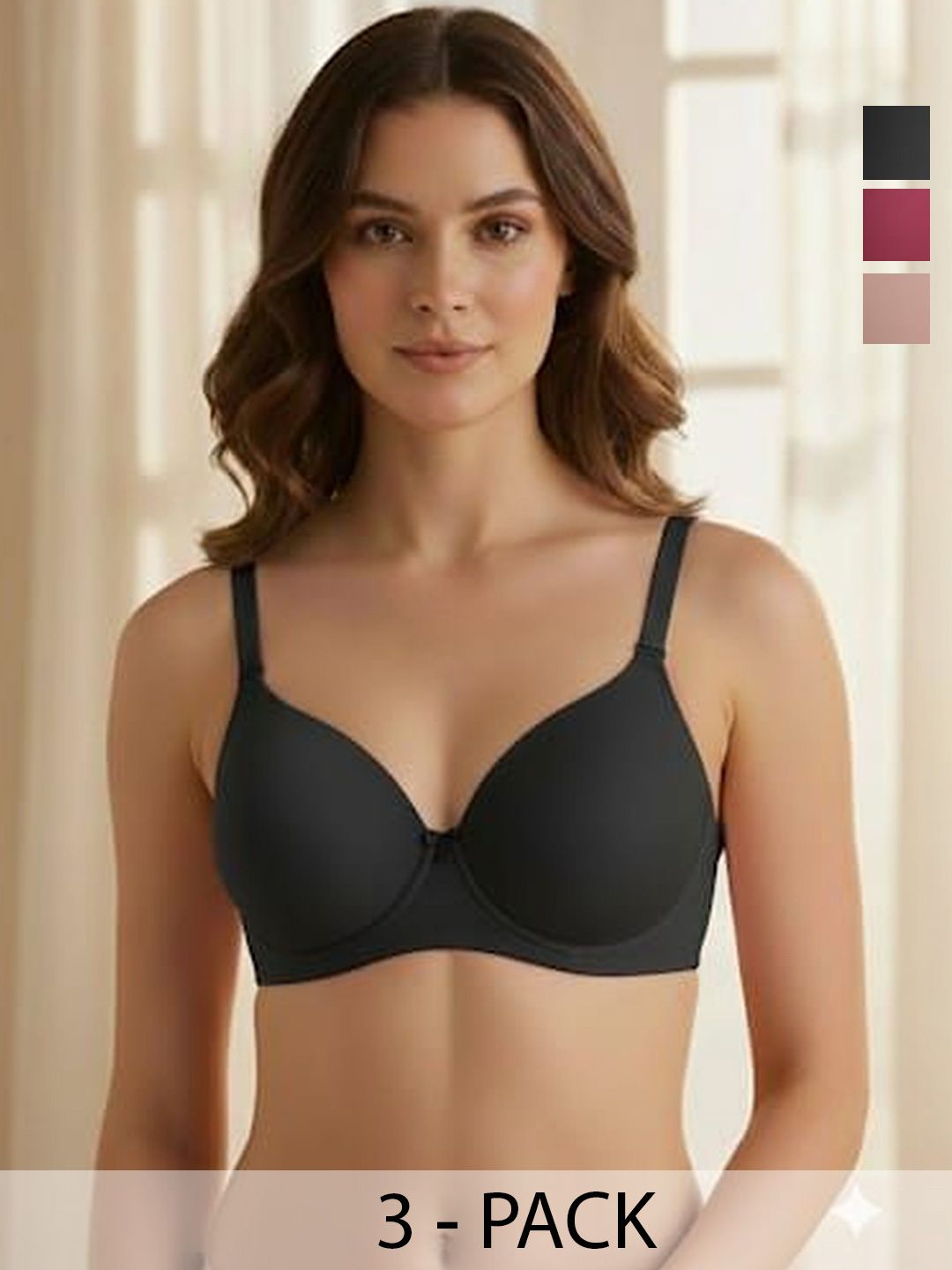FUNAHME Pack Of 3 Full Coverage Lightly Padded Bras-picture-12