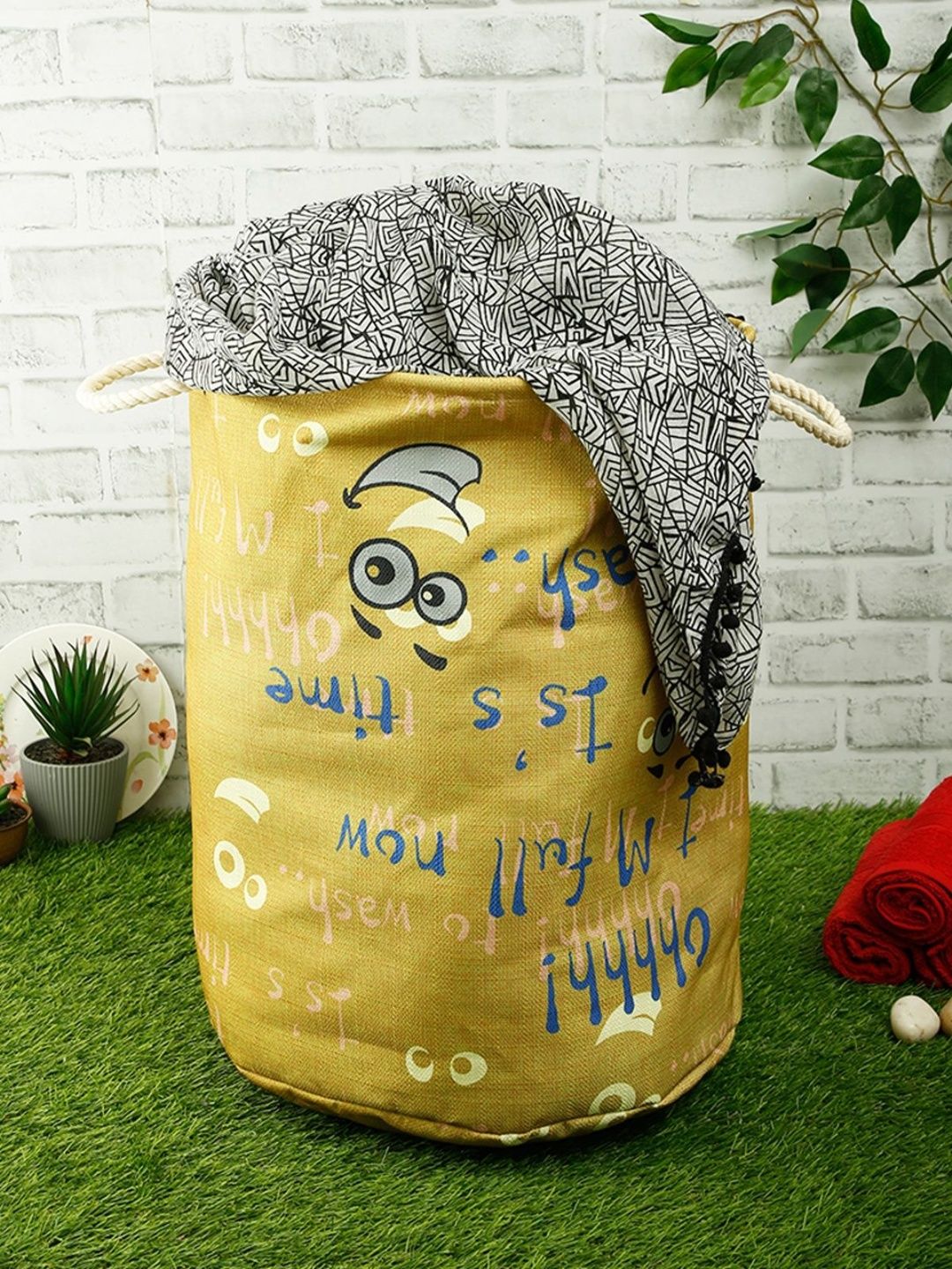 Aura Lime Green & Blue Printed Foldable Laundry Bag - 50L-image-30