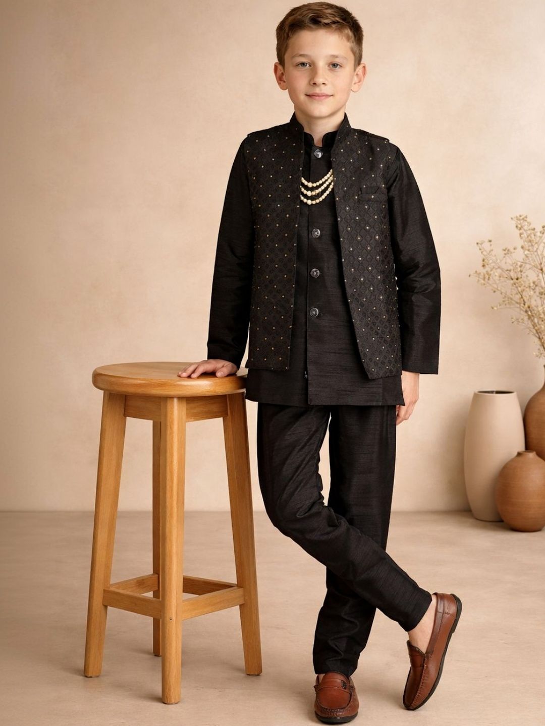 BAESD Brocade Mandarin Collar Sherwani-picture-48