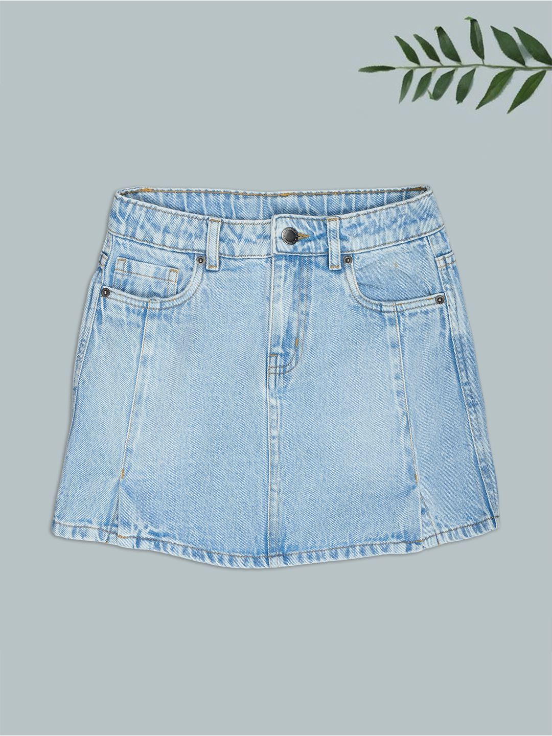 Pantaloons Junior Girls Cotton Washed Mini A-Line Skirt