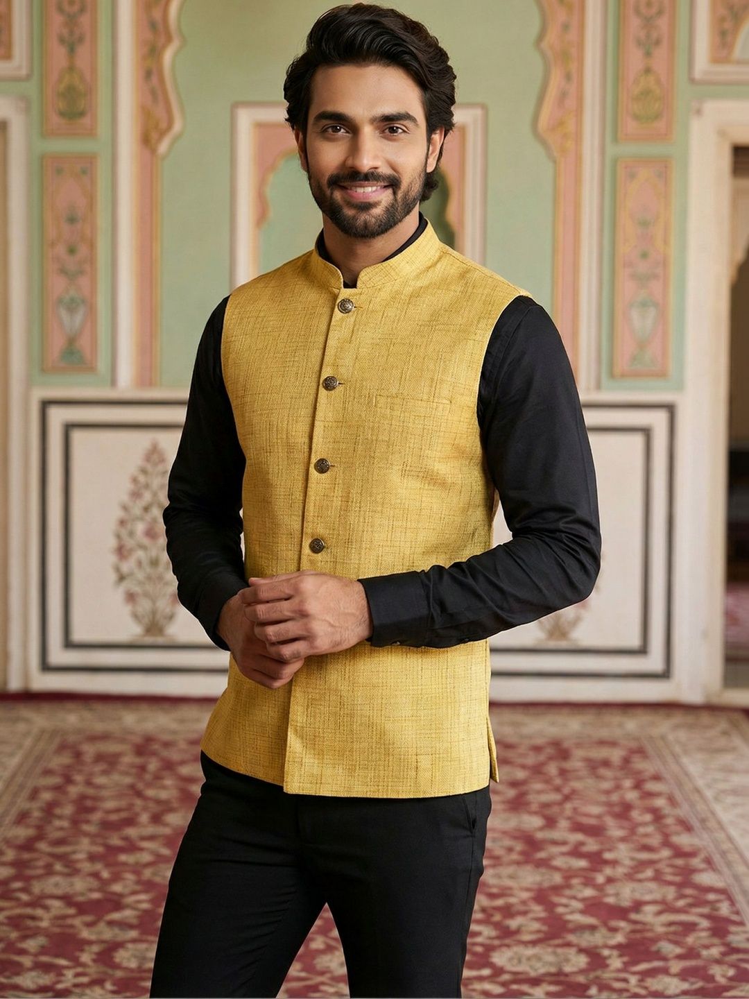 Jompers Woven Design Nehru Jackets-picture-24