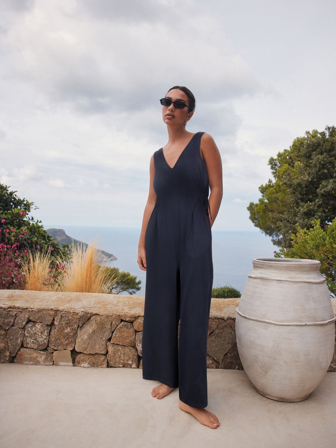 NEXT Ruched Effect Side Tie-Up Pure Cotton Basic Jumpsuit-picture-56