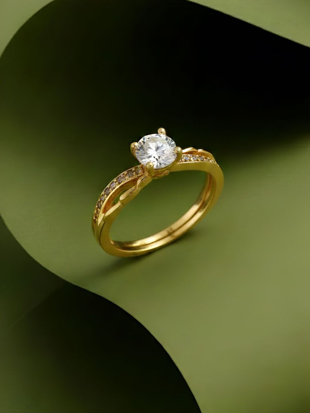 ARTKLIM Gold-Plated Cubic Zirconia-Studded Finger Ring-picture-10