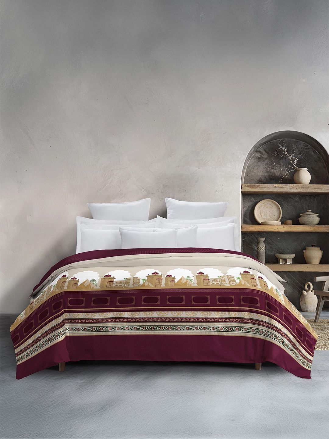 MYTRIDENT Multicoloured & Maroon Ethnic Motifs AC Room 150 GSM Comforter-picture-11