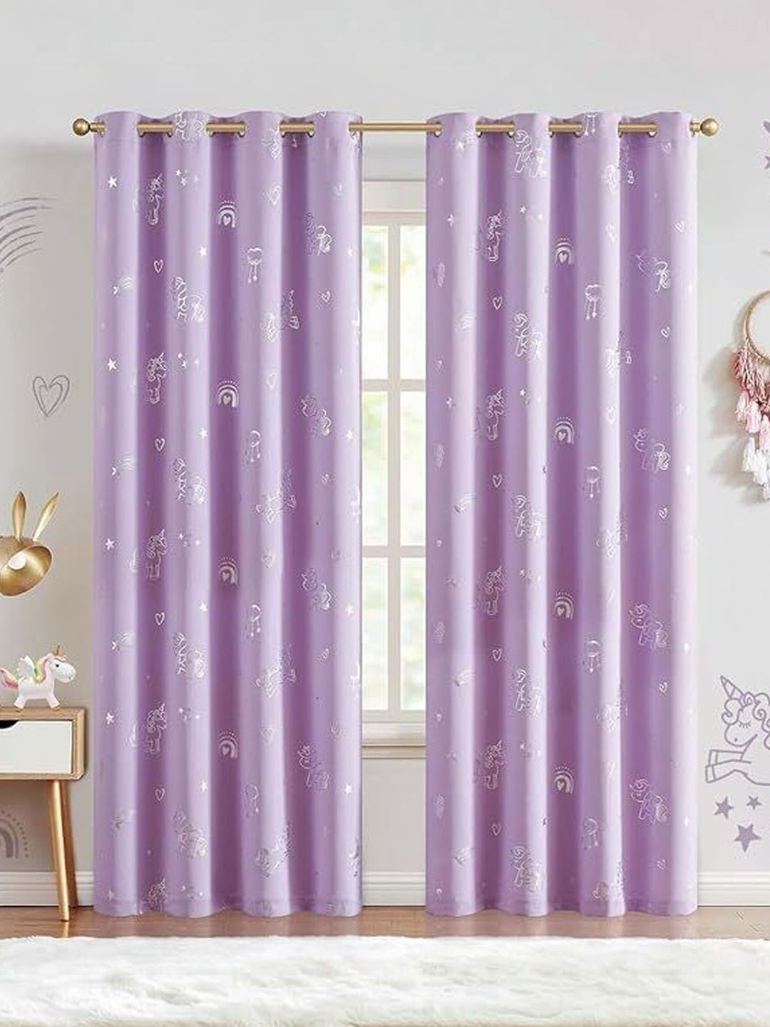 BFAM Purple Set of 2 Embellished Black Out Door Curtain-image-40