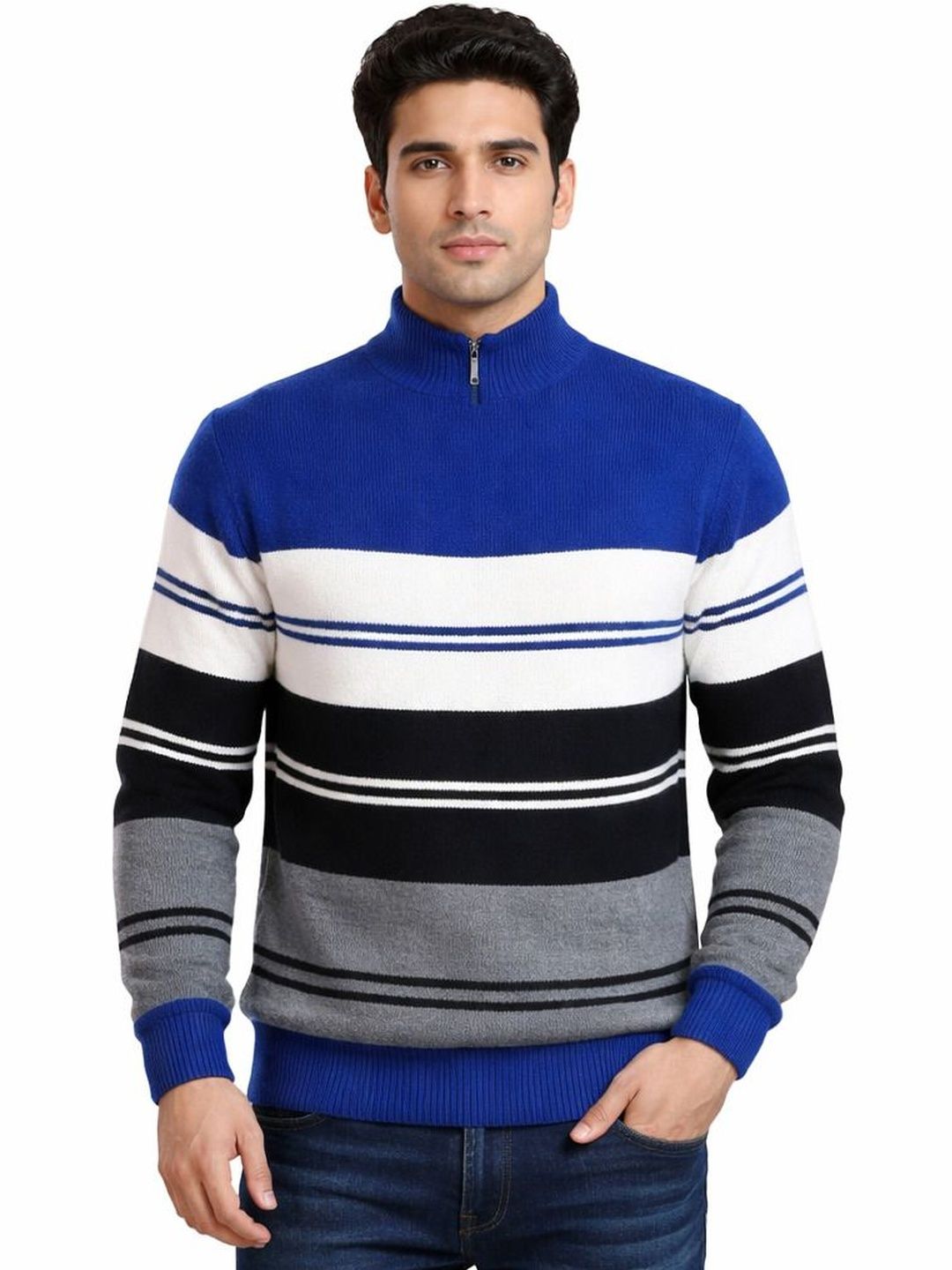 MULTIWA Men Striped Woollen Pullover-picture-47