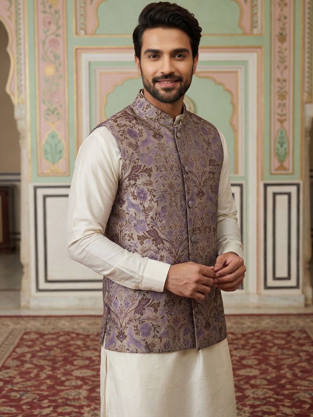 Jompers Woven Design Nehru Jackets-picture-44