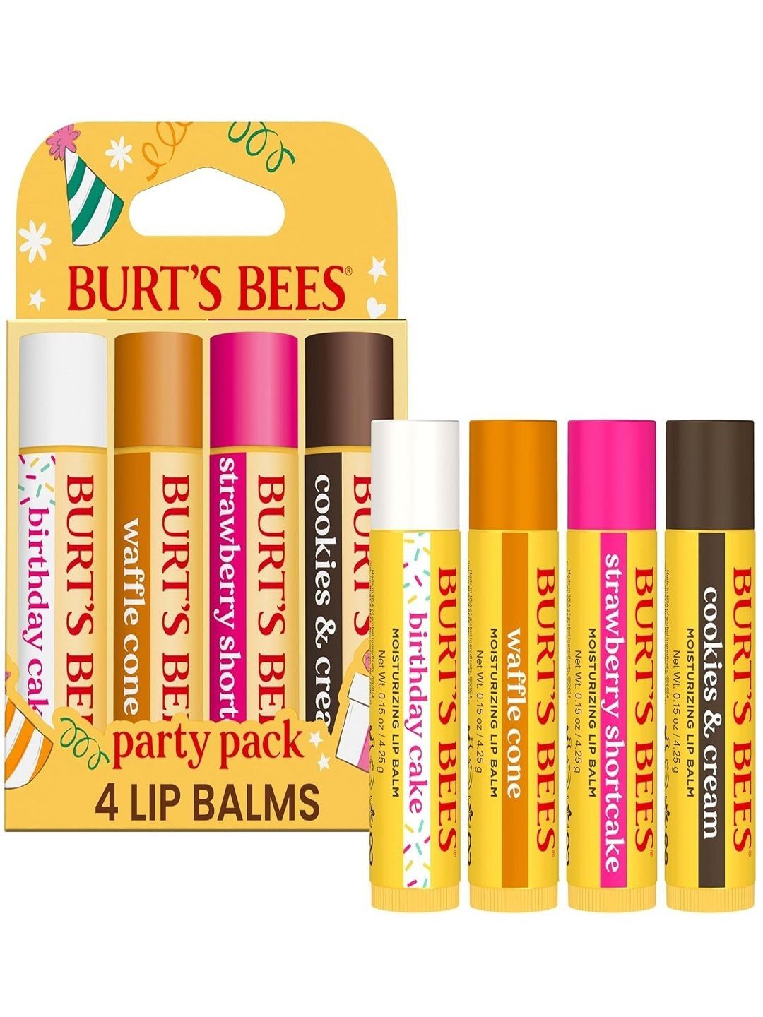 Burt's Bees Set Of 4 Birthday Cake Moisturizing Lip Balm - 4.25 g Each-image-46